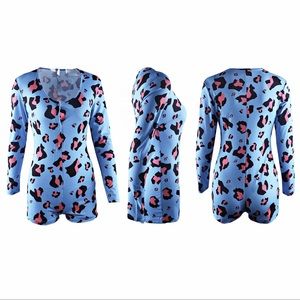 Blue Leopard Pajama Onesie